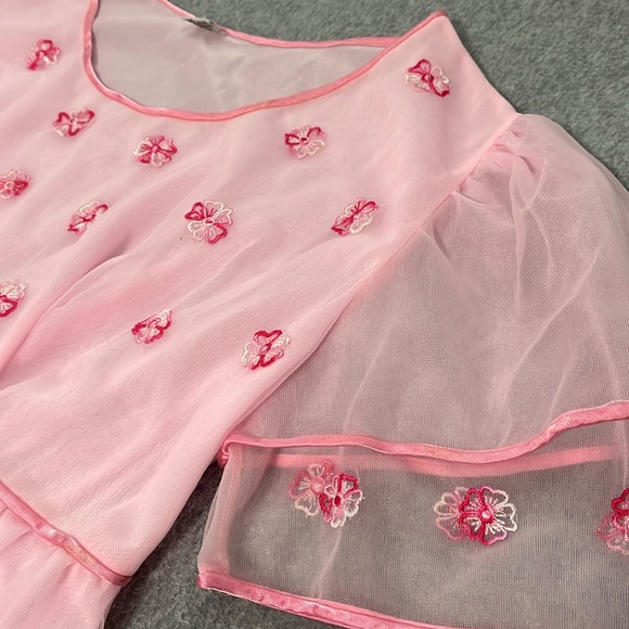 Vintage Fairy Night Gown Maxi Dress Coquette Pink Cottagecore Barbie Princess - Picture 7 of 11